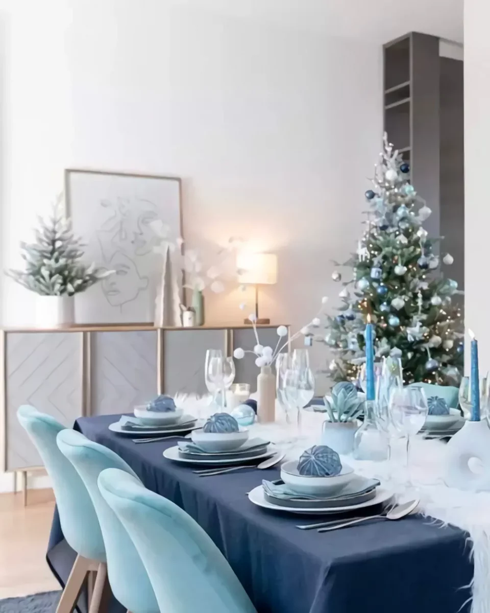 deco noel bleu blanc