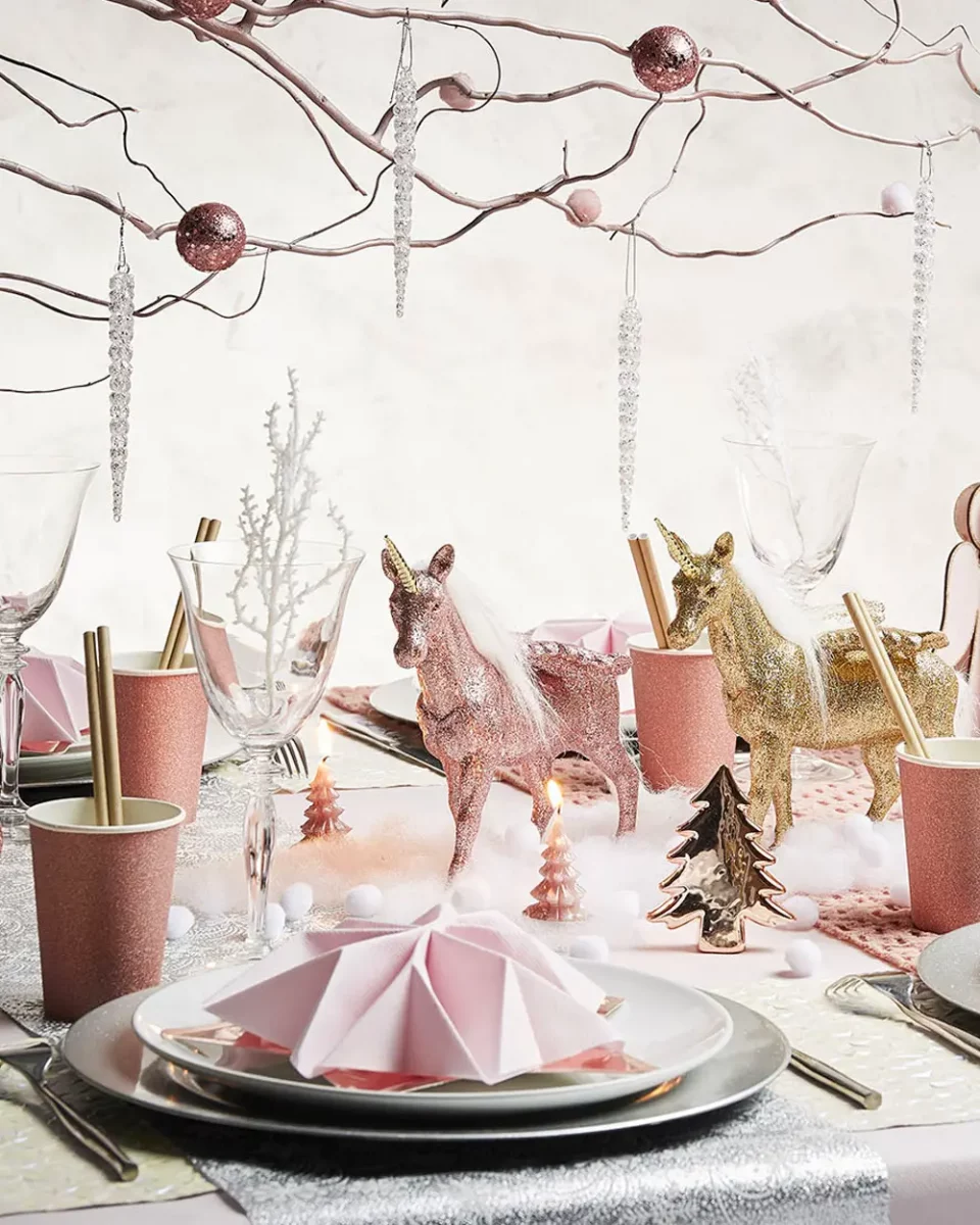 deco table noel rose dore