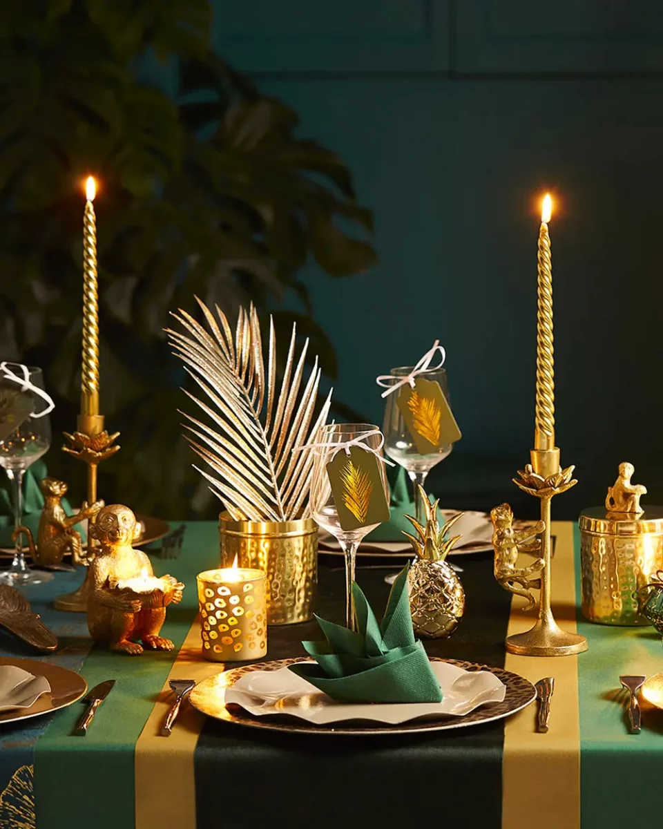 deco table noel vert dore