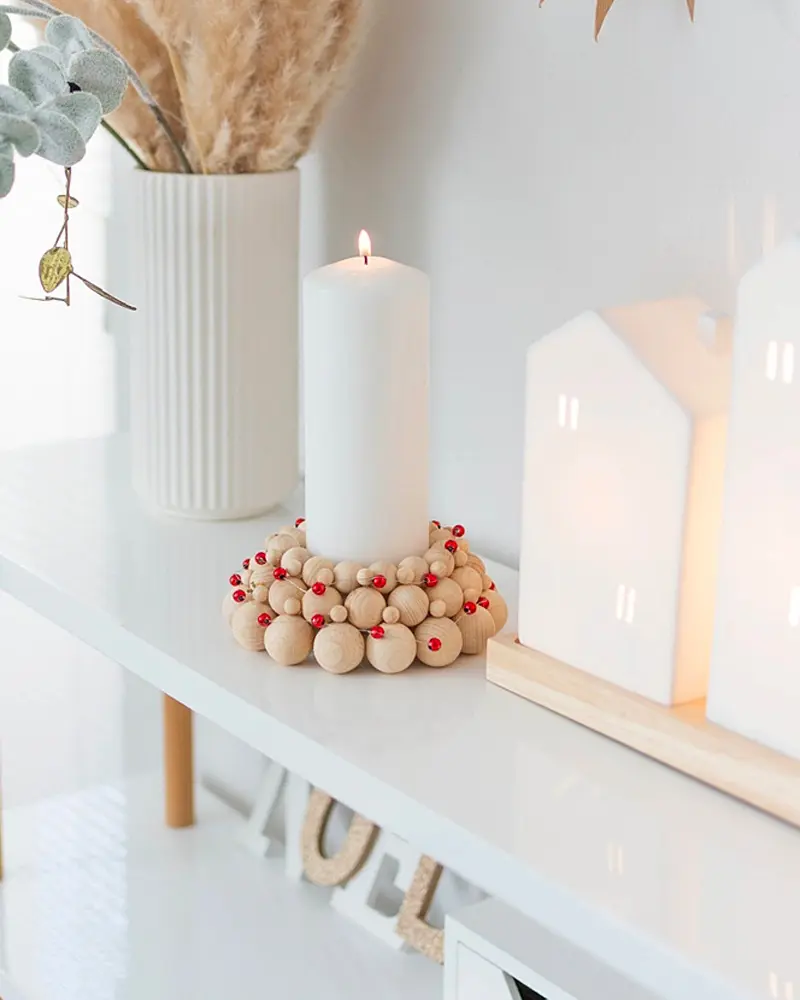 bougeoir noel perles bois diy