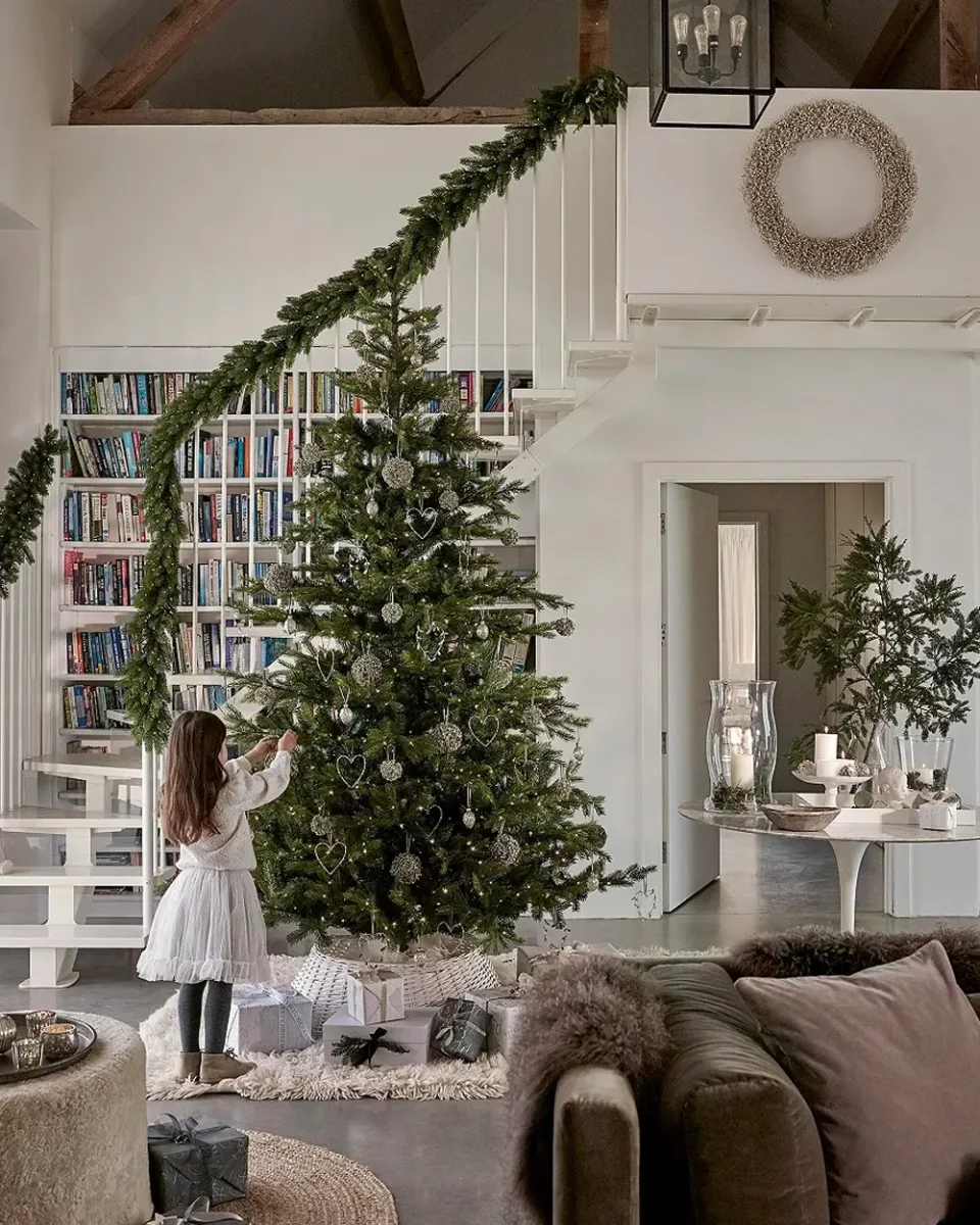 deco salon noel vert blanc