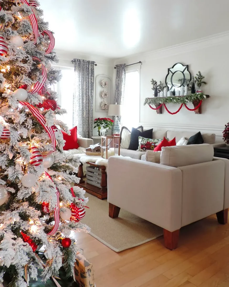 deco salon rouge noel