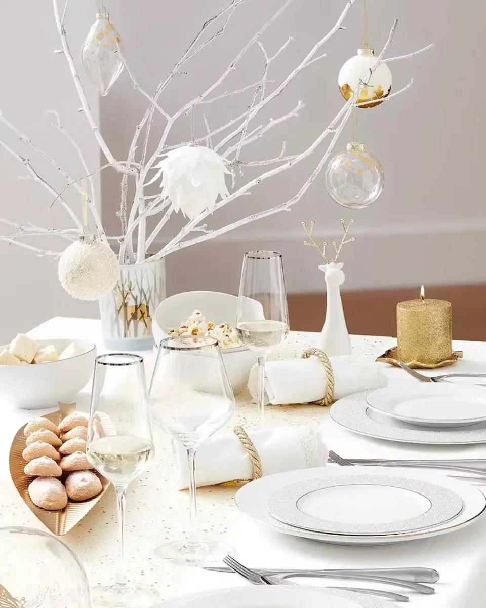 deco table noel blanc dore