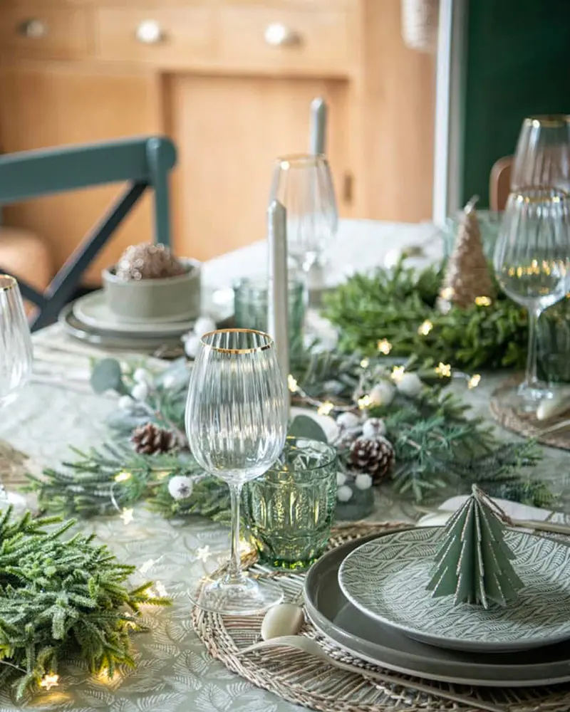 deco table noel gris vert
