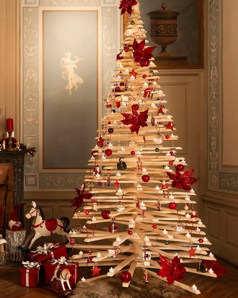 sapin noel moderne tasseaux bois diy