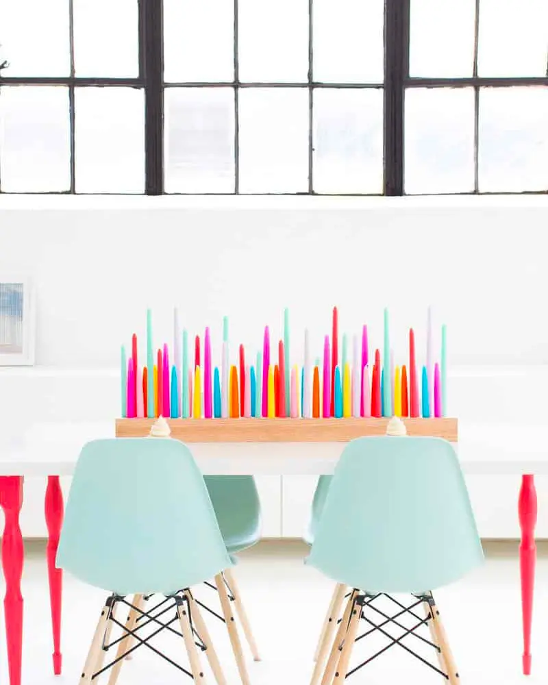 centre table noel diy bougies colorees