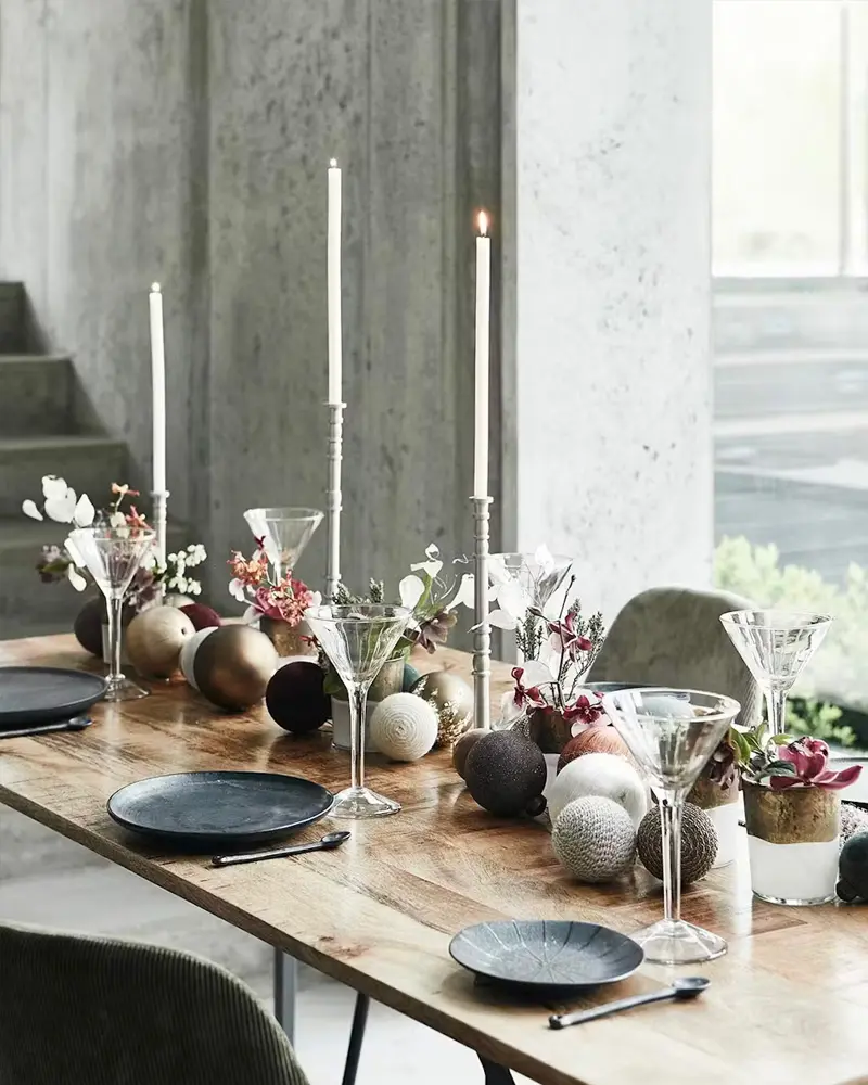 deco table noel moderne gris
