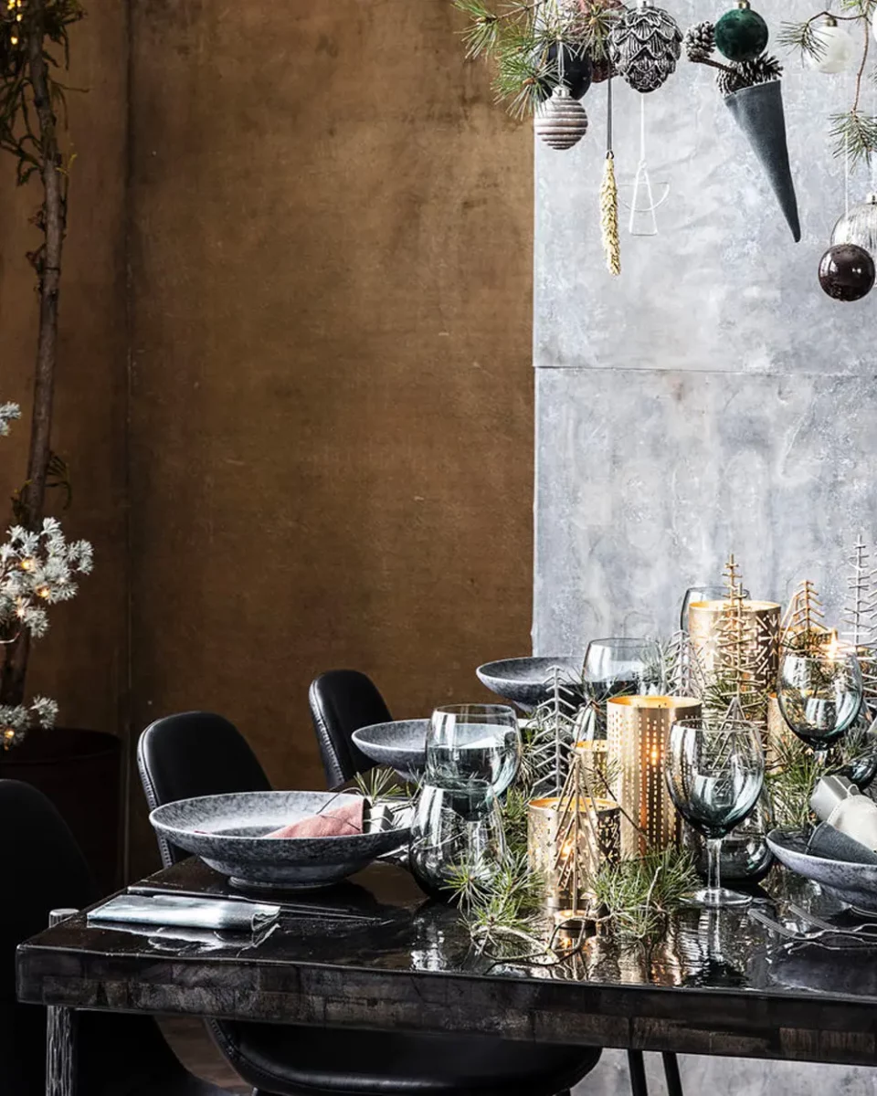 deco table noel noir dore