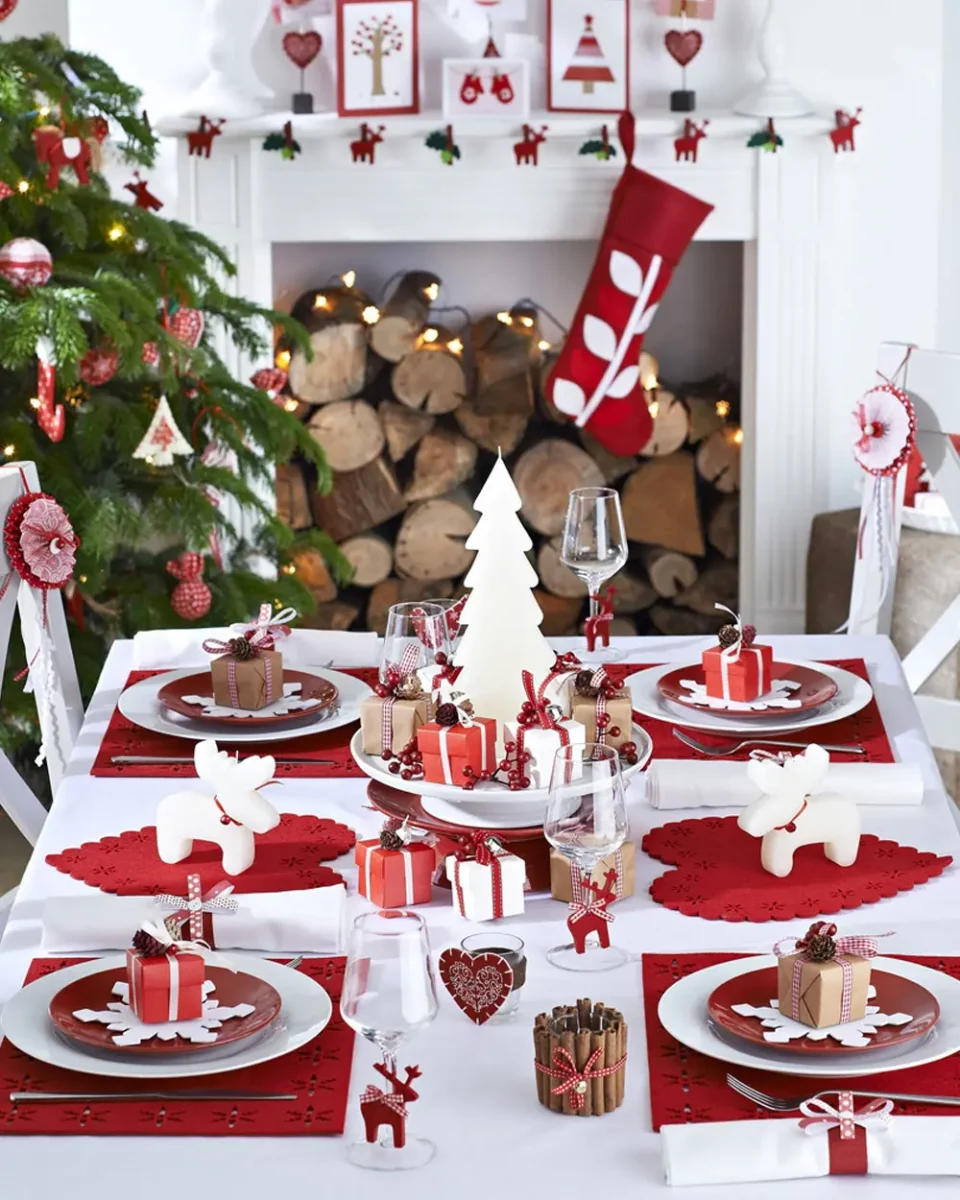 deco table noel rouge blanc