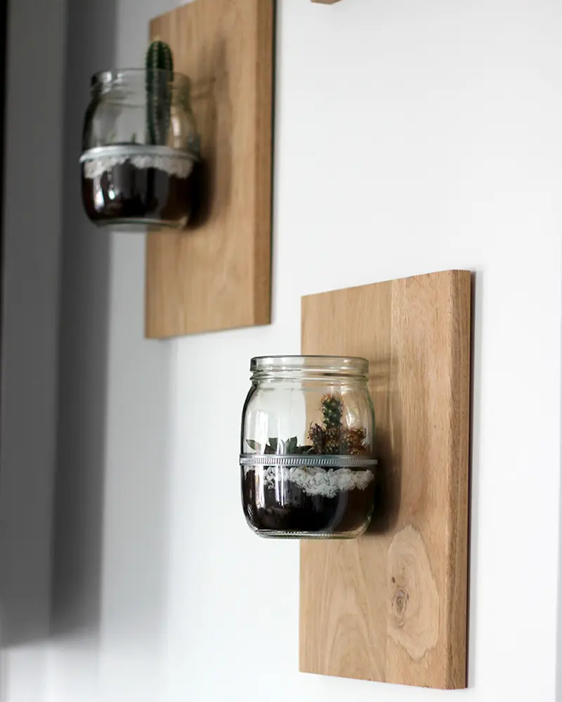 jardin mural diy bocal