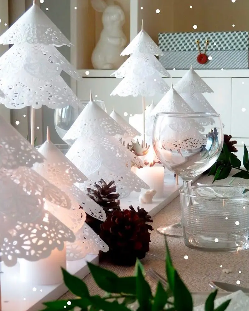 centre table noel diy sapin napperon papier
