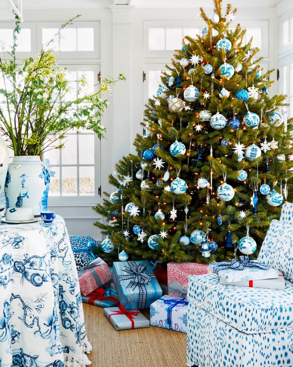 deco noel bleu blanc