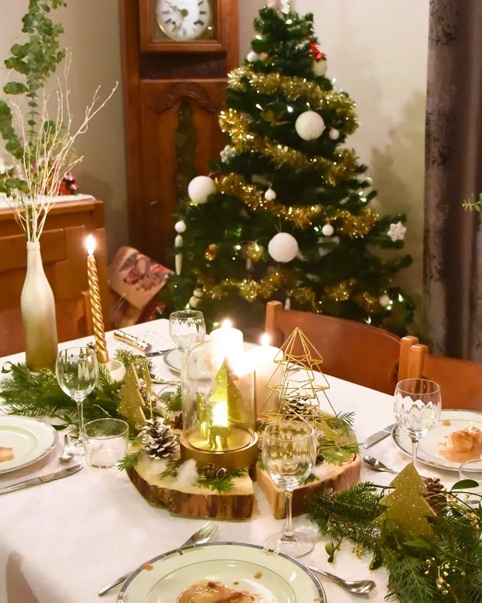 deco table noel dore sapin