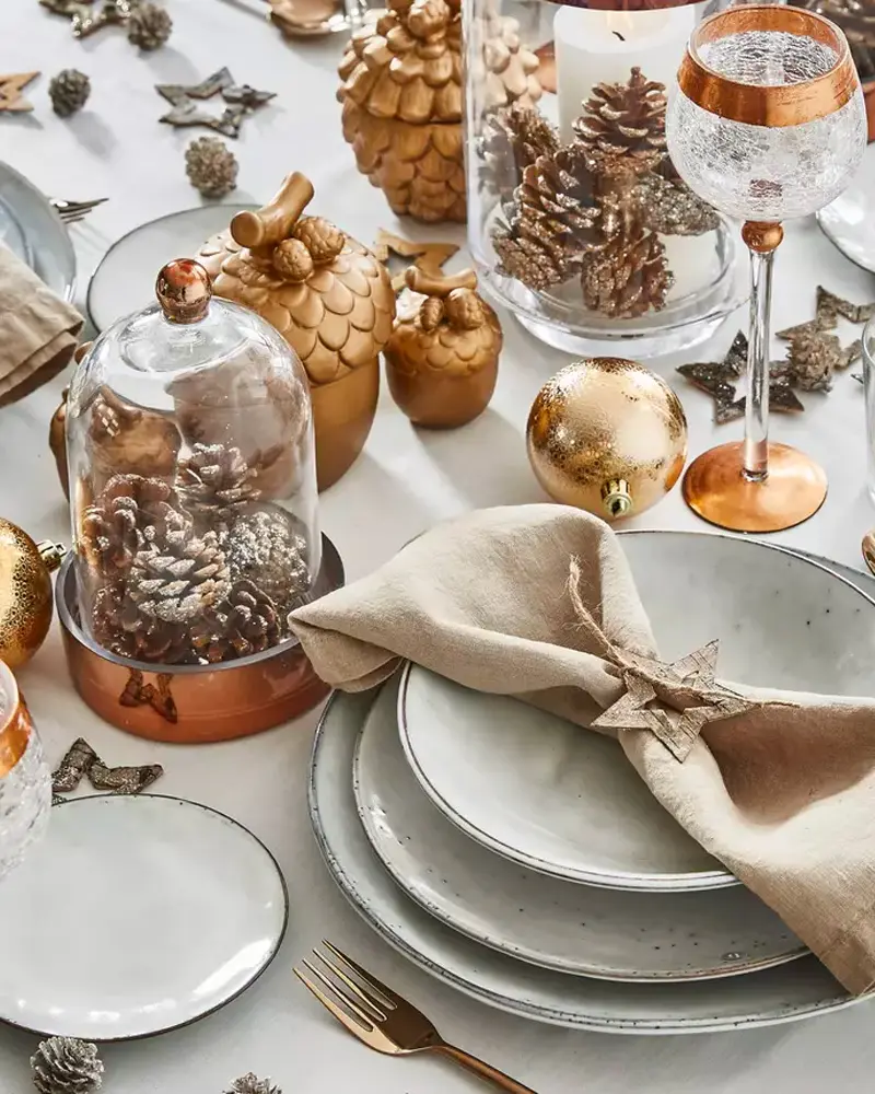 deco table noel gris dore