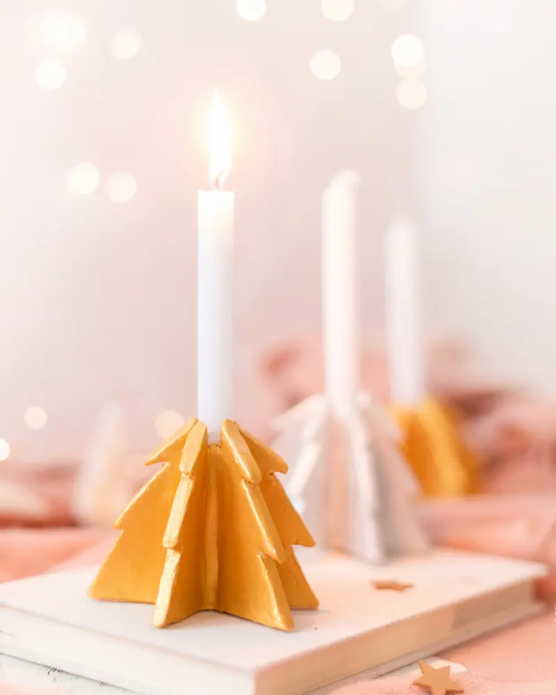 bougeoir noel pate autodurcissante sapin diy