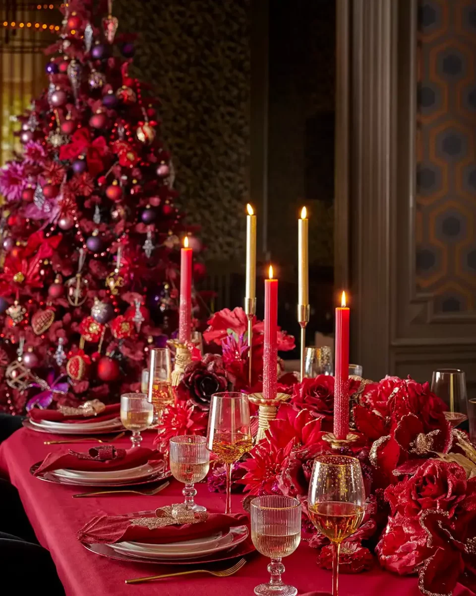 deco salle a manger chic rouge noel