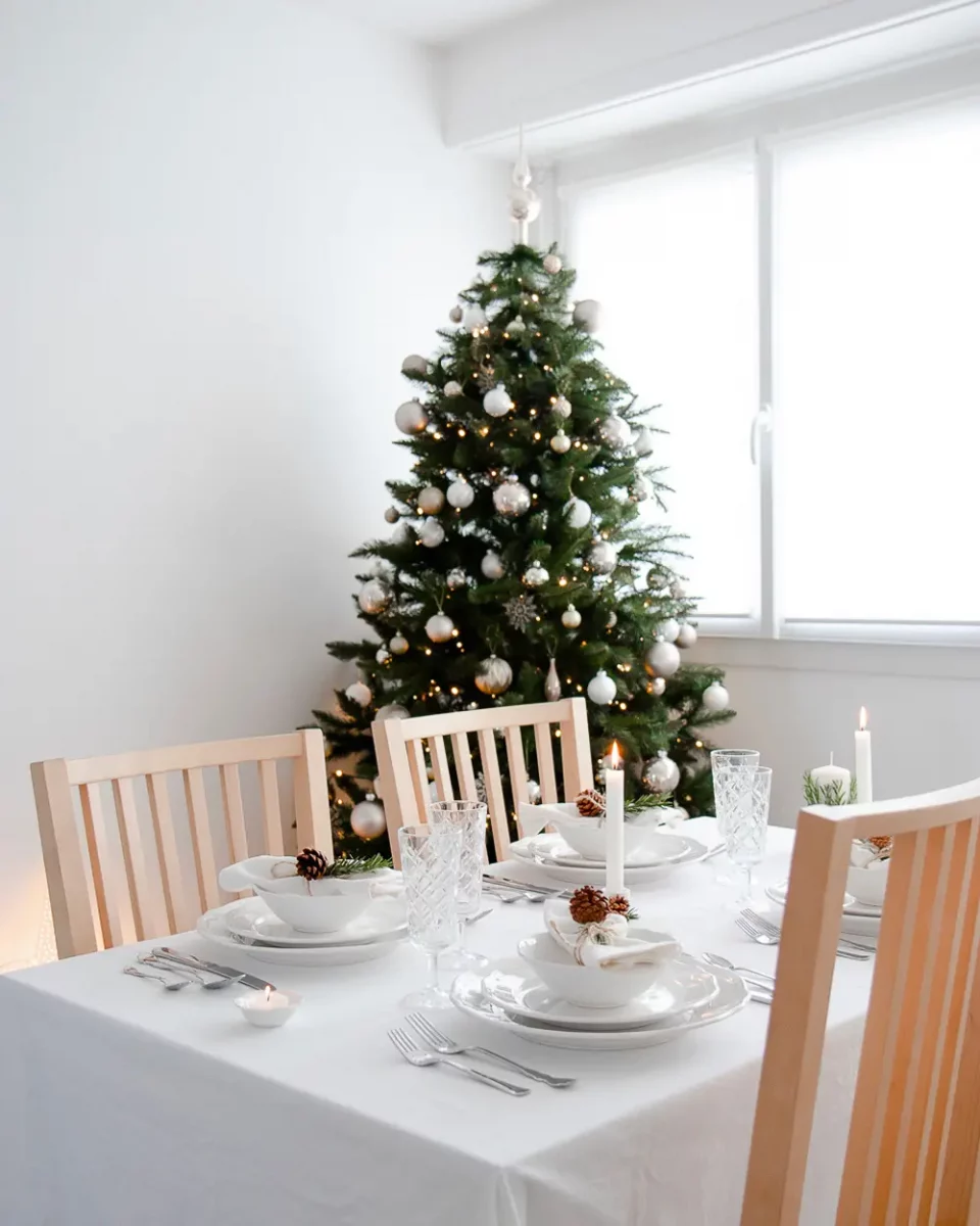 deco salle a manger noel blanc minimaliste