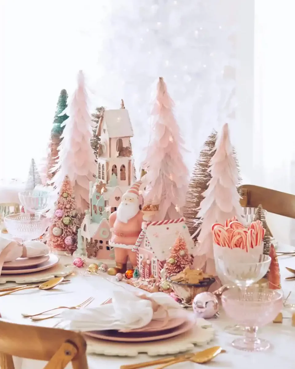 deco table noel feerique rose