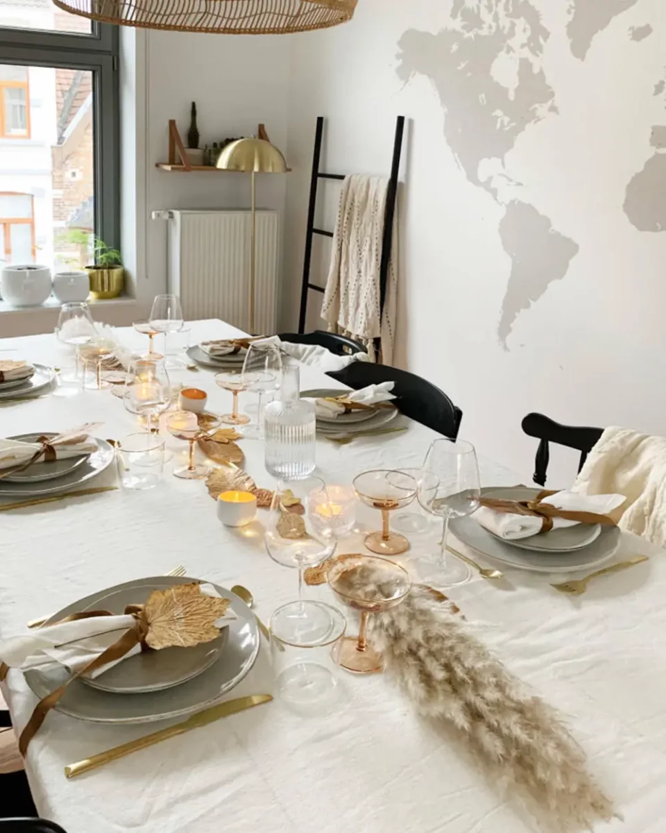 deco table noel minimaliste dore