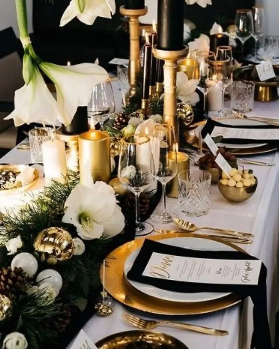 deco table noel noir dore