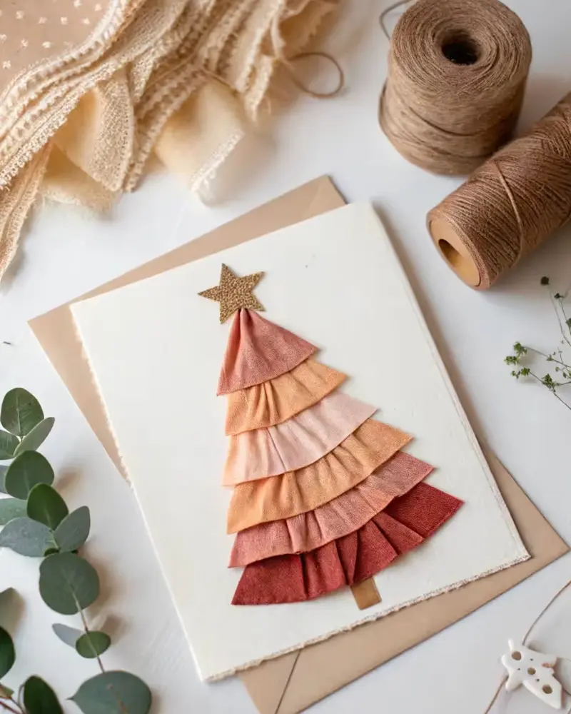 carte noel diy sapin tissu