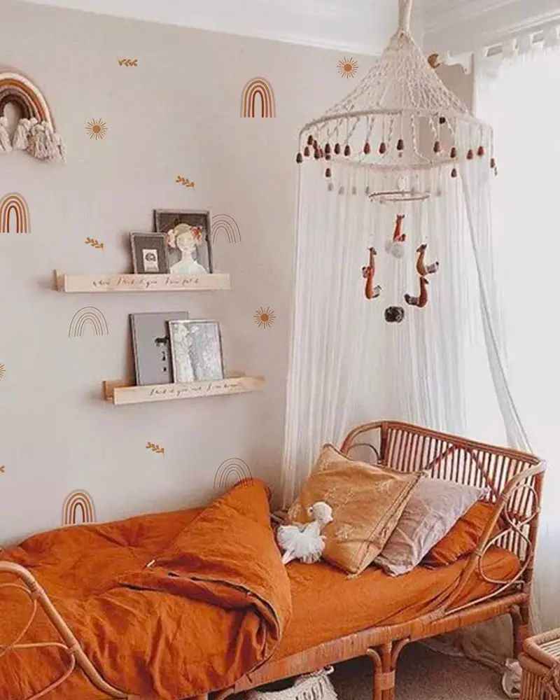 deco chambre enfant boheme rotin