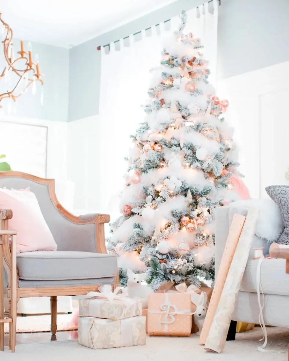 deco noel blanc rose