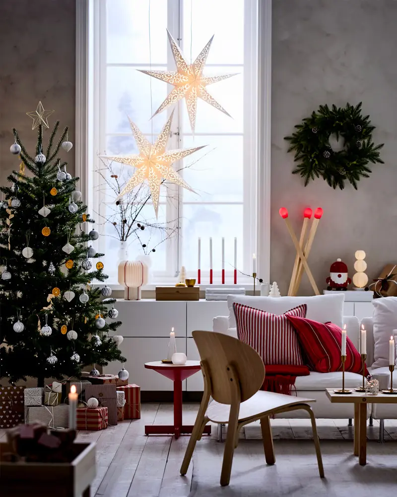 deco salon noel scandinave blanc bois