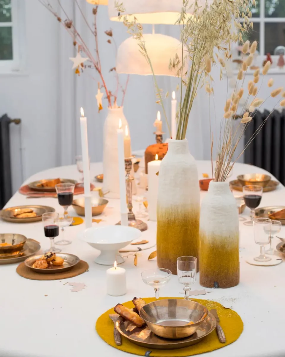 deco table noel dore bois