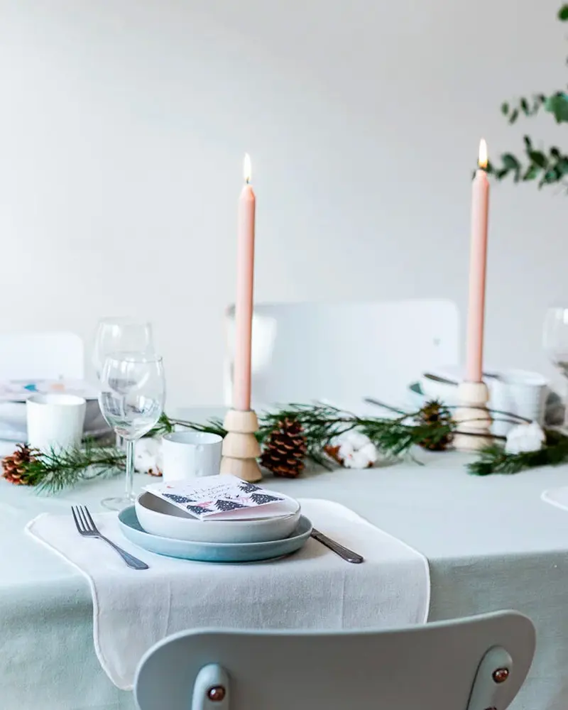 deco table noel rustique minimaliste gris