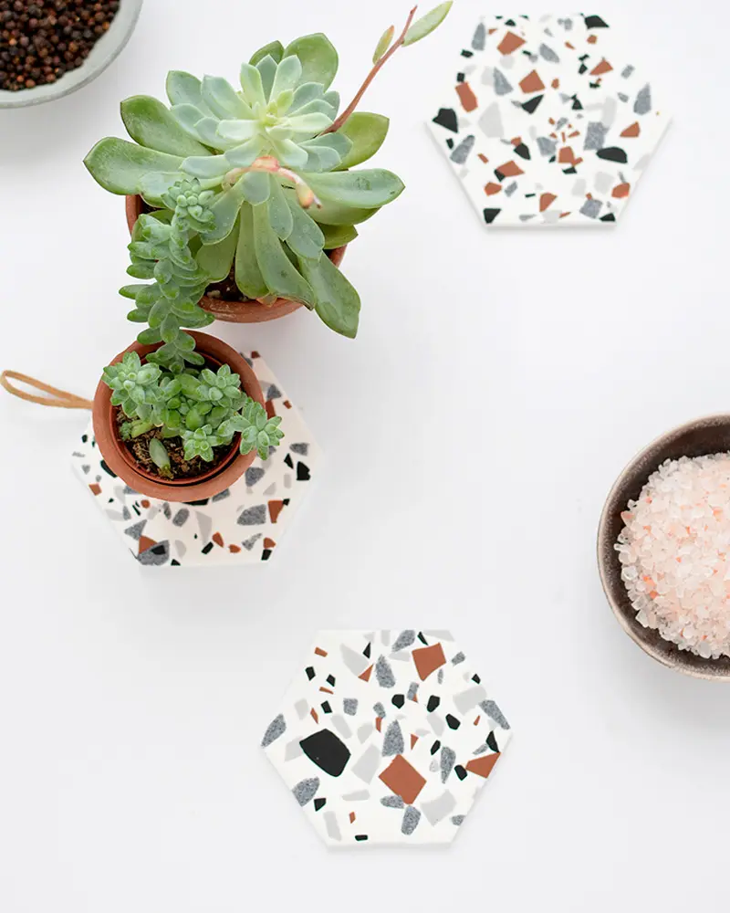 dessous de tasse diy terrazzo