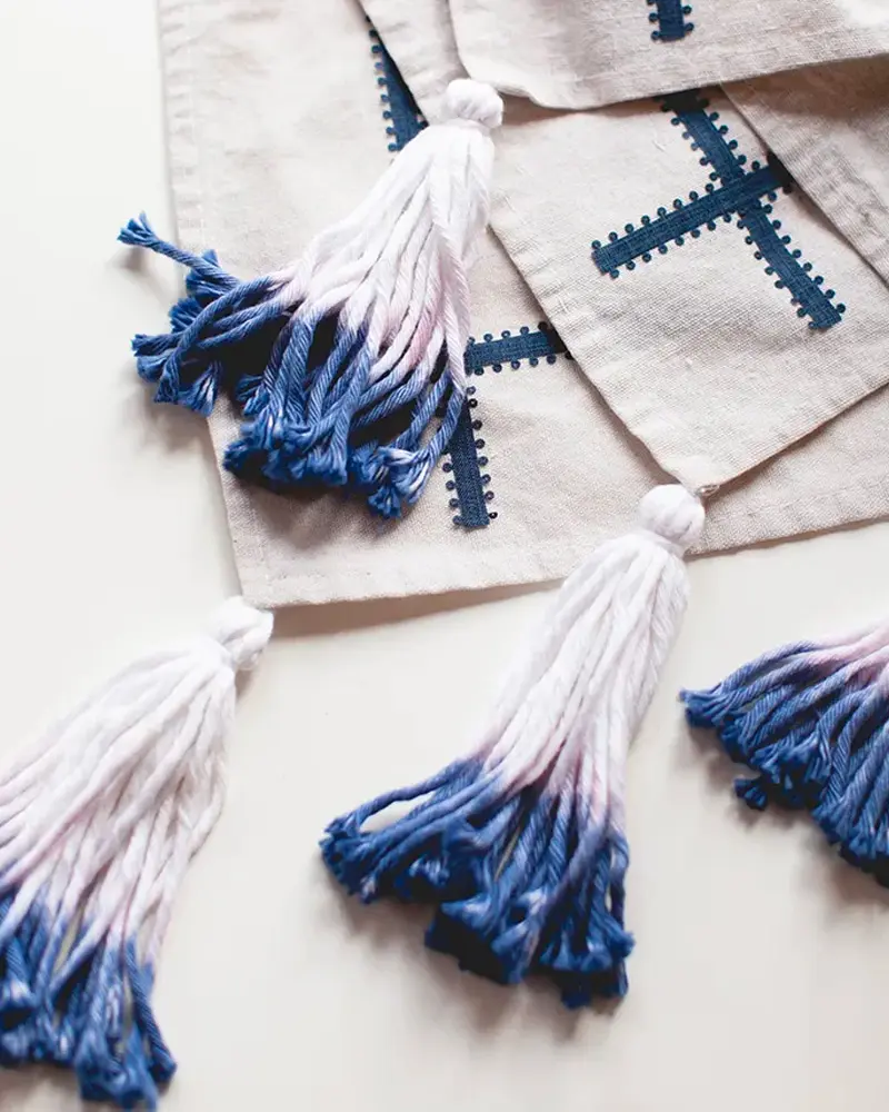 plaid diy pompons teintes