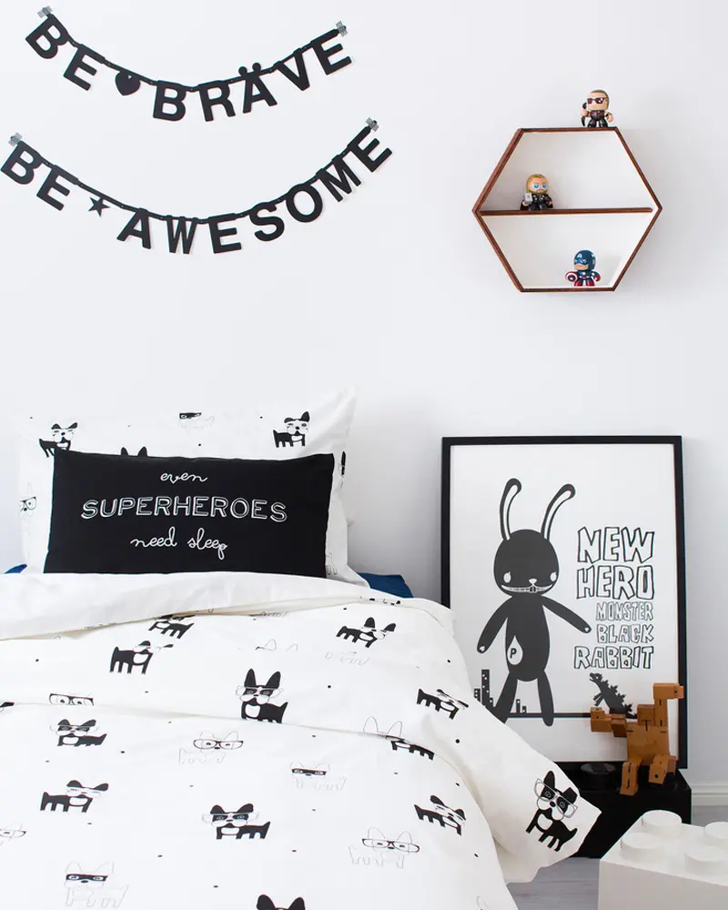 deco chambre enfant minimaliste moderne noir blanc