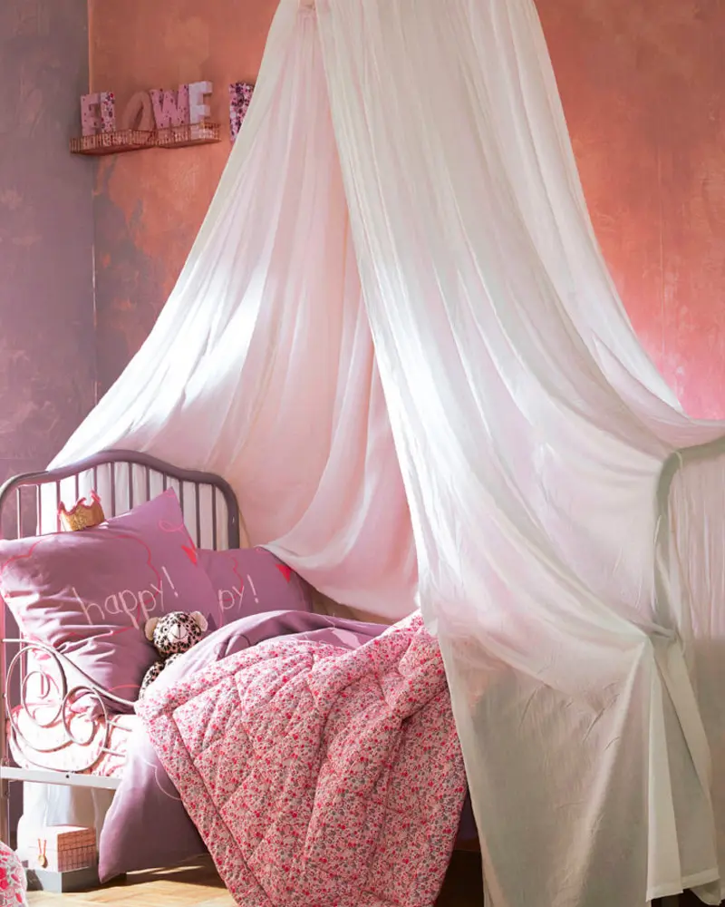 deco chambre enfant princesse rose blanc