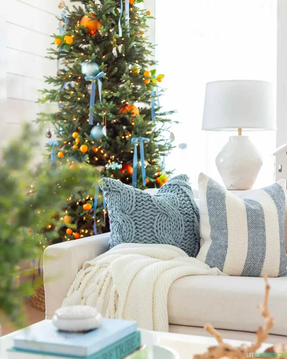 deco noel bleu salon cocooning