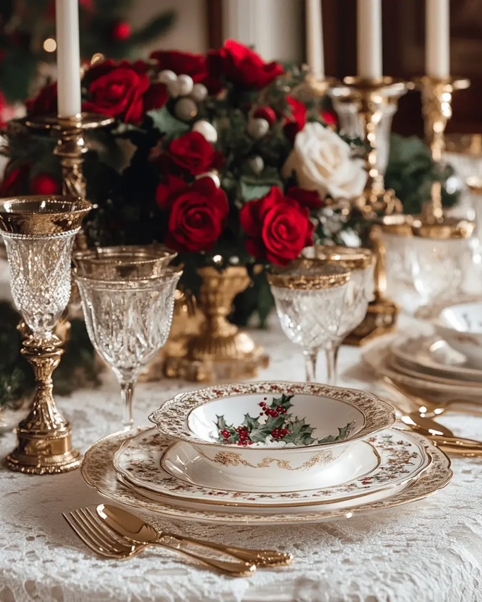 deco table noel dore vintage