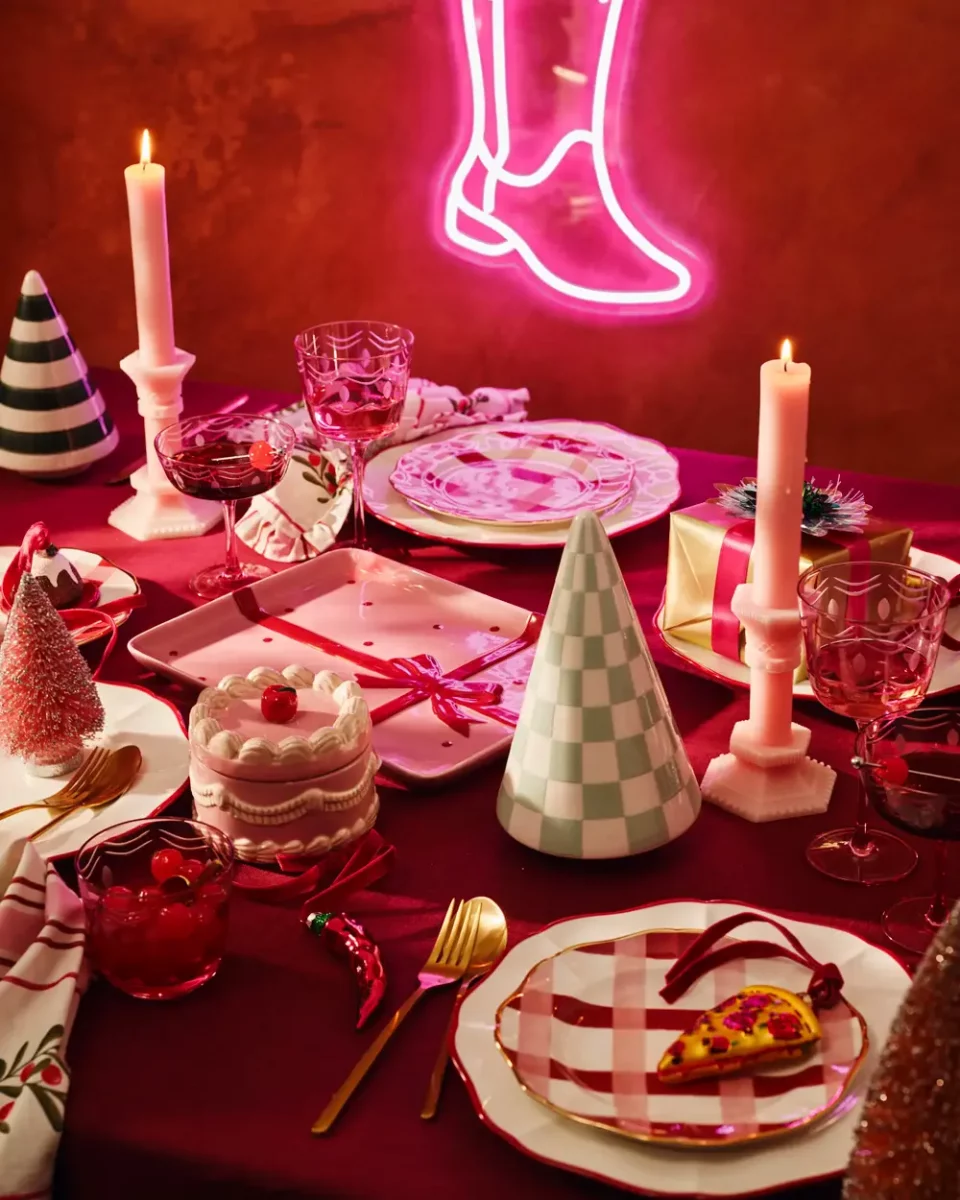 deco table noel moderne rose