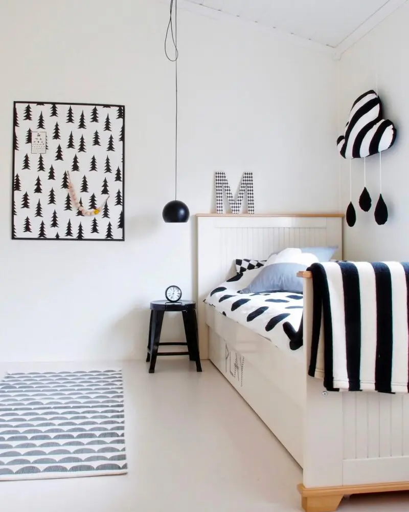 deco chambre enfant minimaliste noir blanc