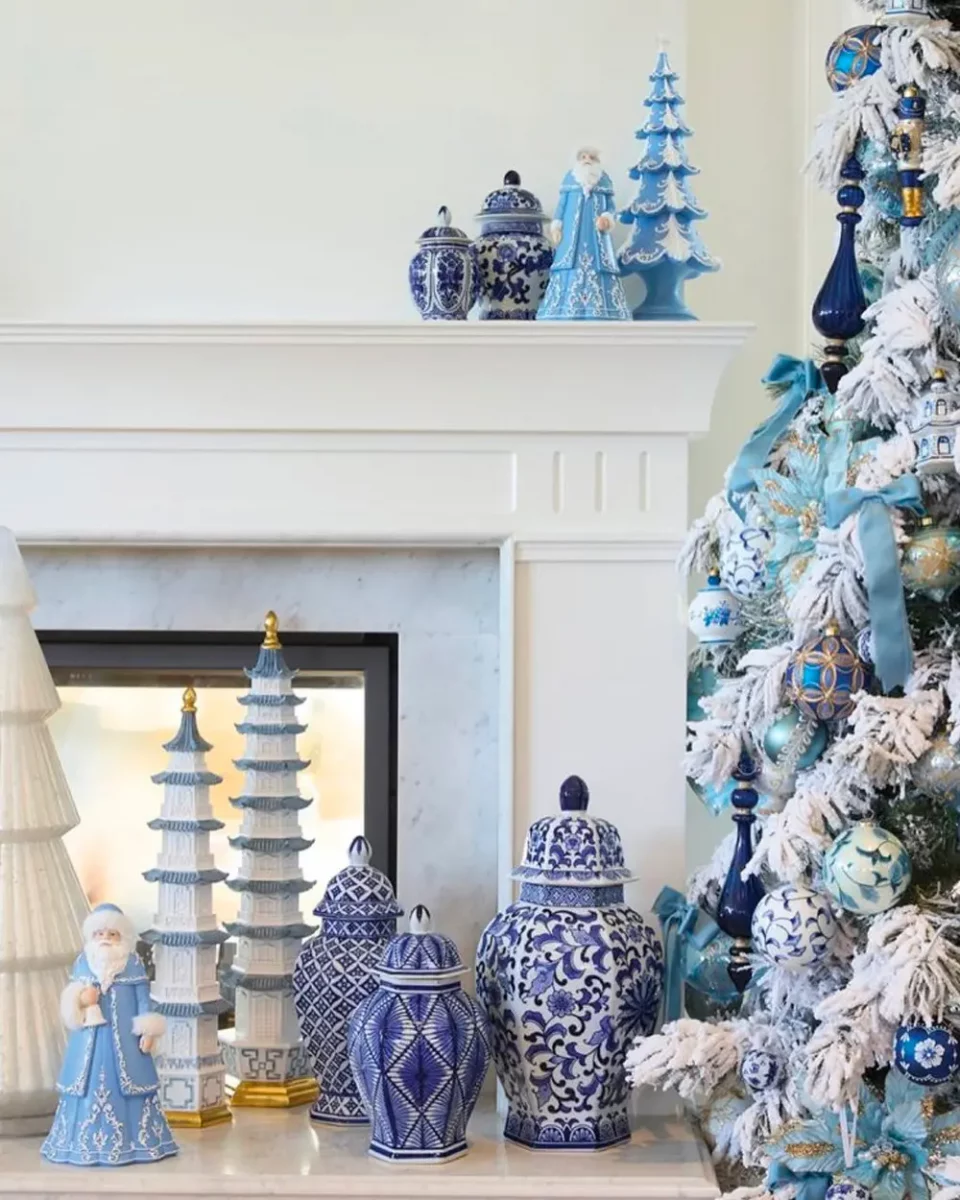 deco noel bleu blanc