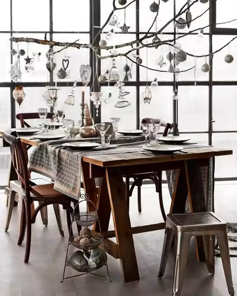 deco table noel gris bois