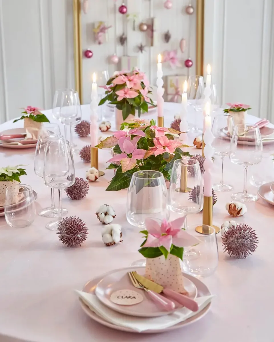 deco table noel rose dore