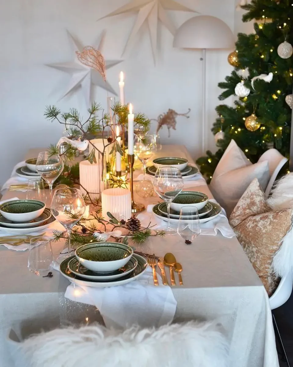 deco table noel vert blanc