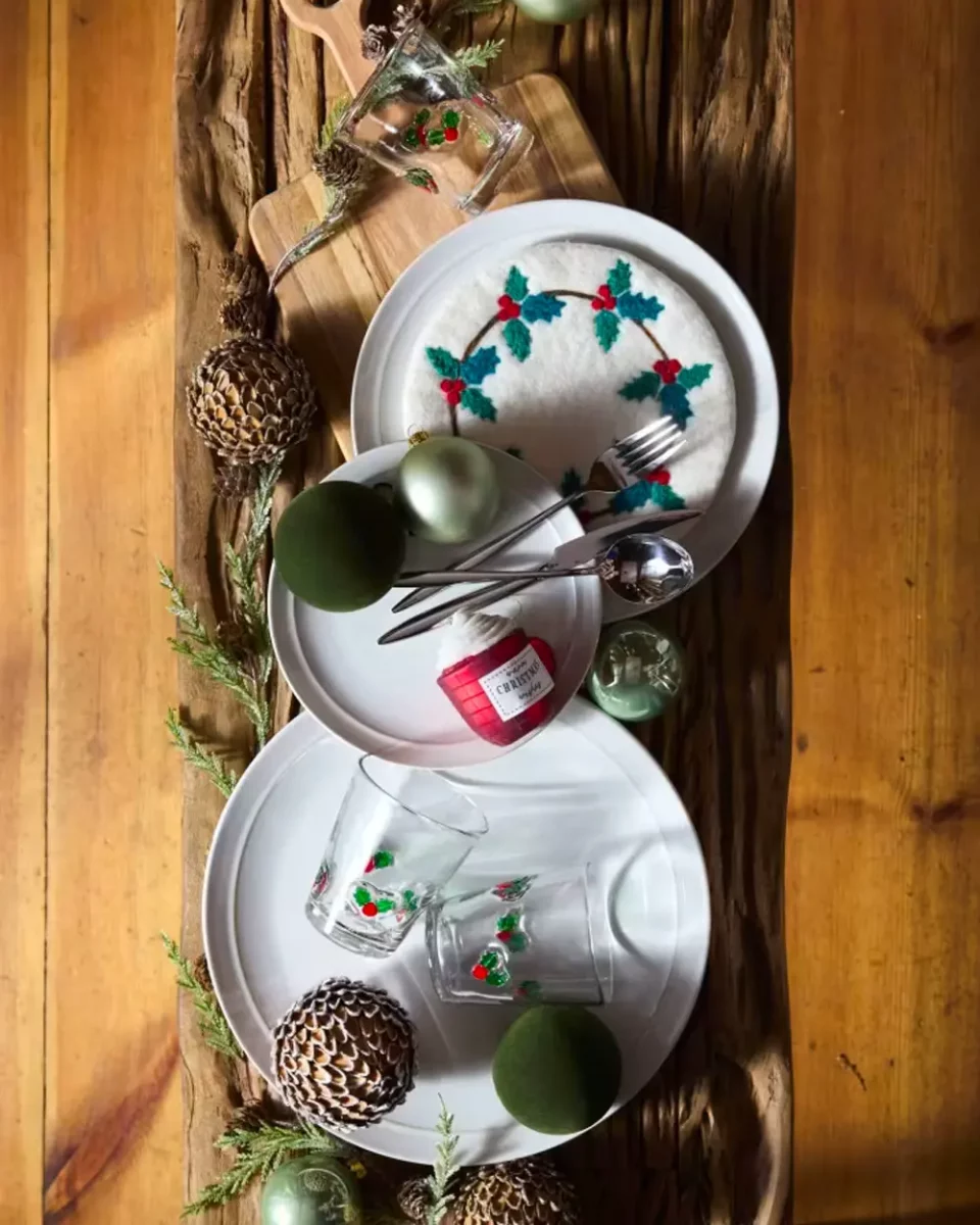 dessous plat laine noel