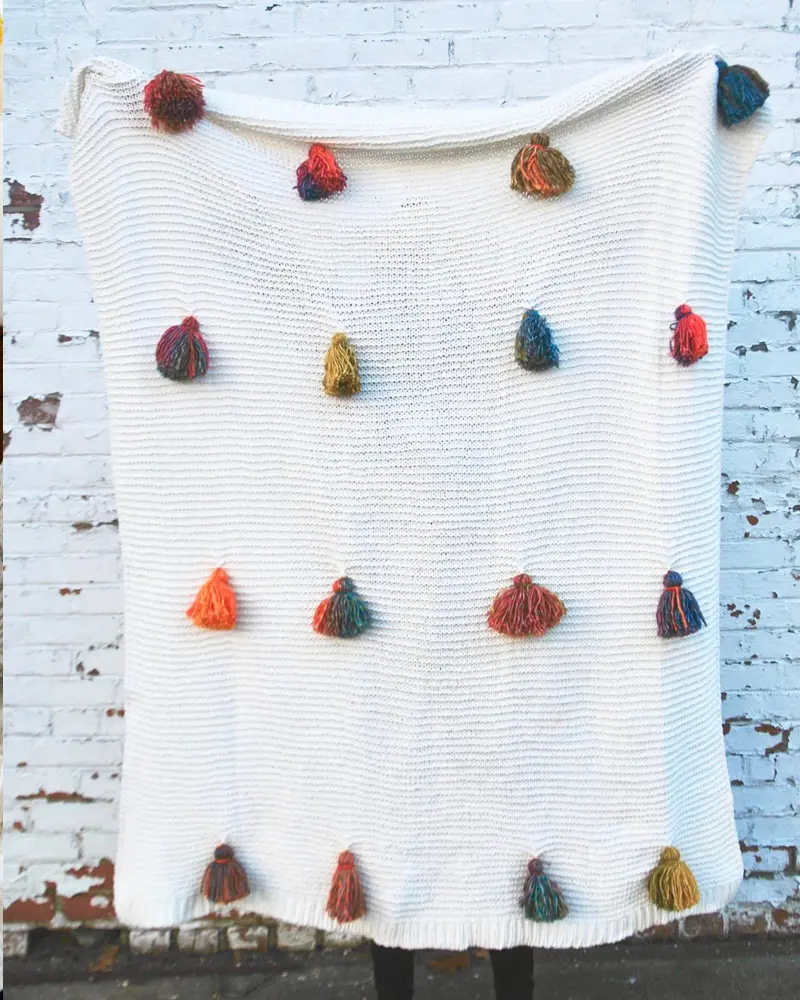 plaid diy pompons colores