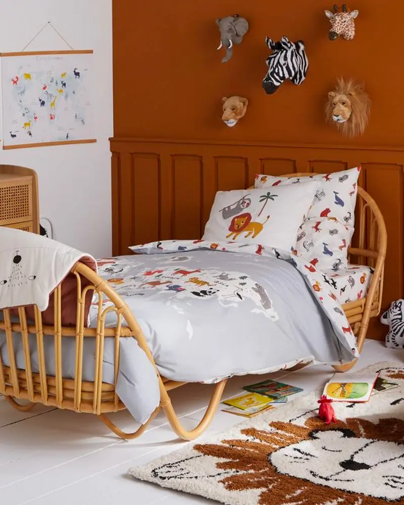 deco chambre enfant vintage rotin