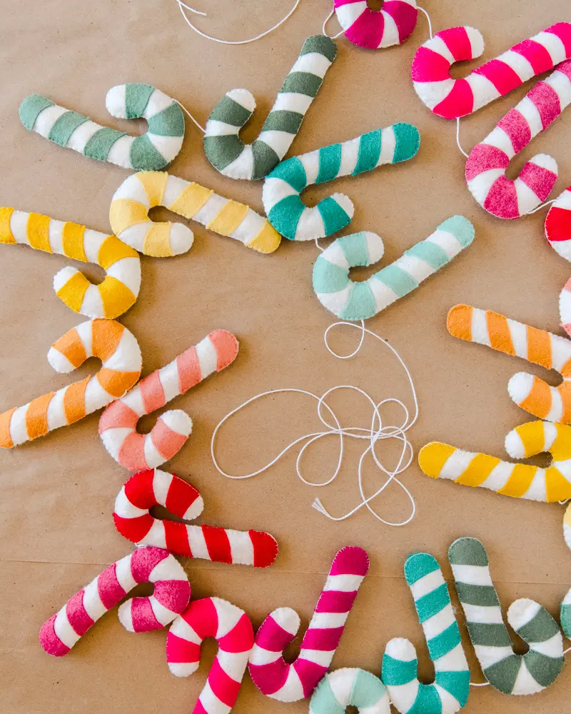 guirlande noel diy cane sucre feutrine