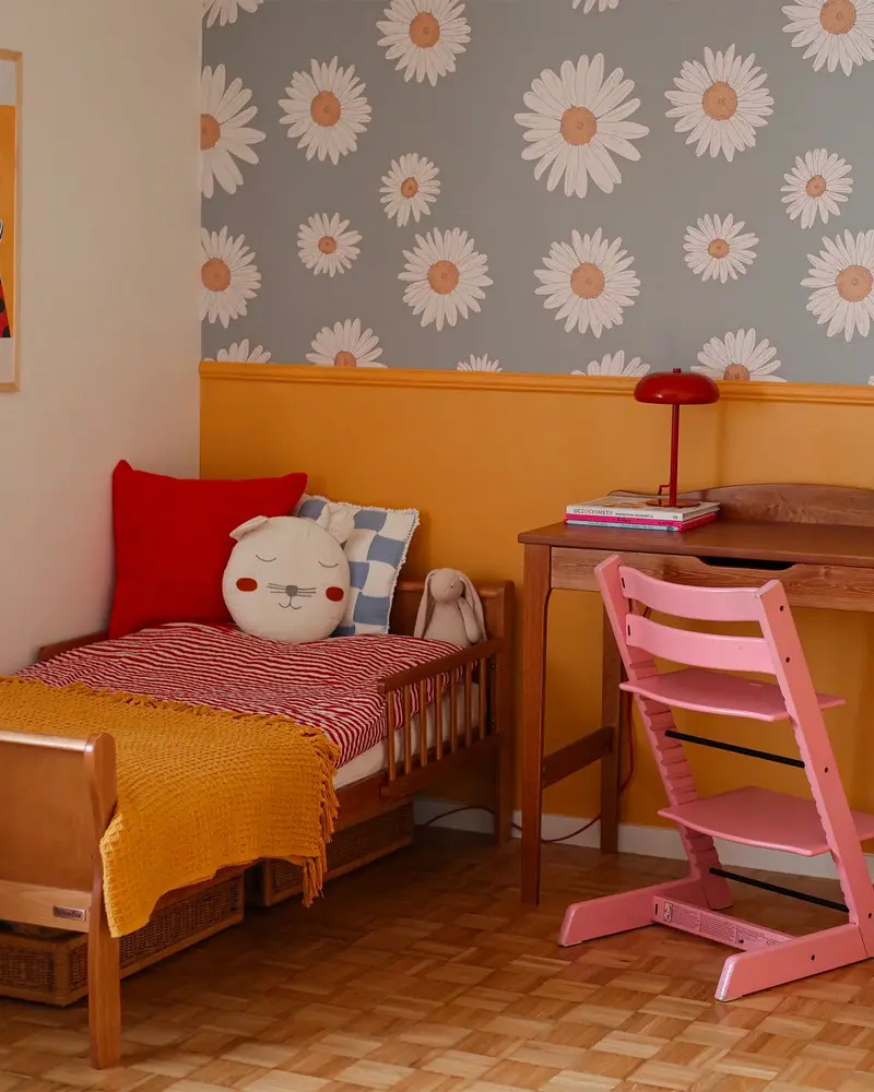 deco chambre enfant vintage jaune bois