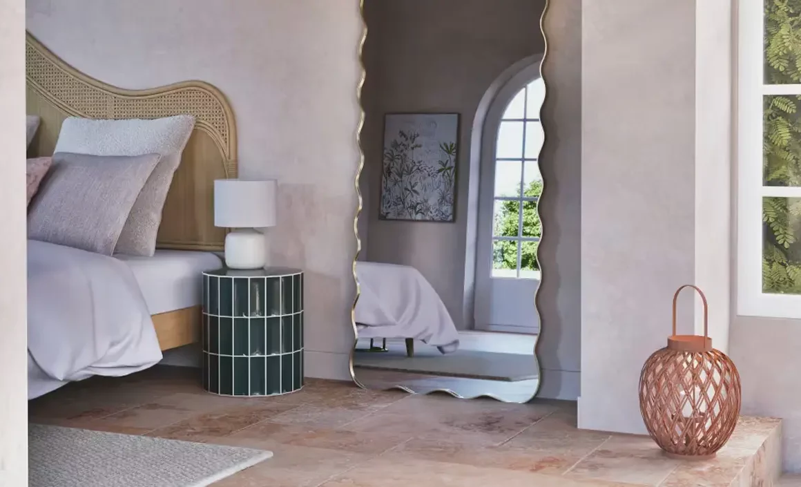 bout canape rond carrelage vert