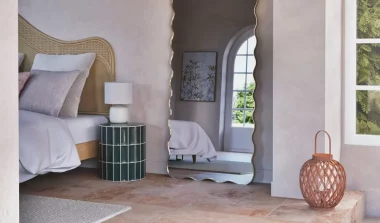 bout canape rond carrelage vert