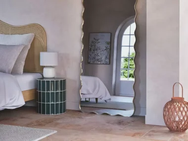 bout canape rond carrelage vert